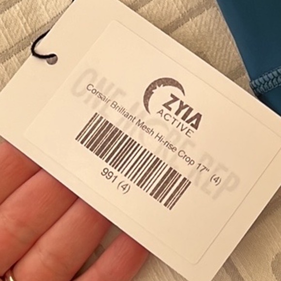 NWT Zyia Active Corsair Brilliant Mesh High Rise Crop Capri Leggings Teal Blue 4 - Picture 13 of 14